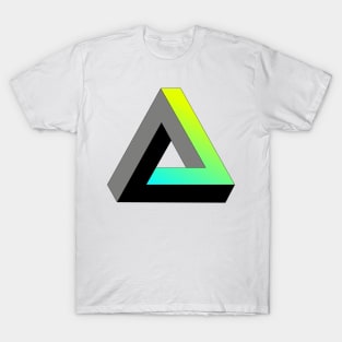 Impossible triangle with cyan to yellow gradient T-Shirt